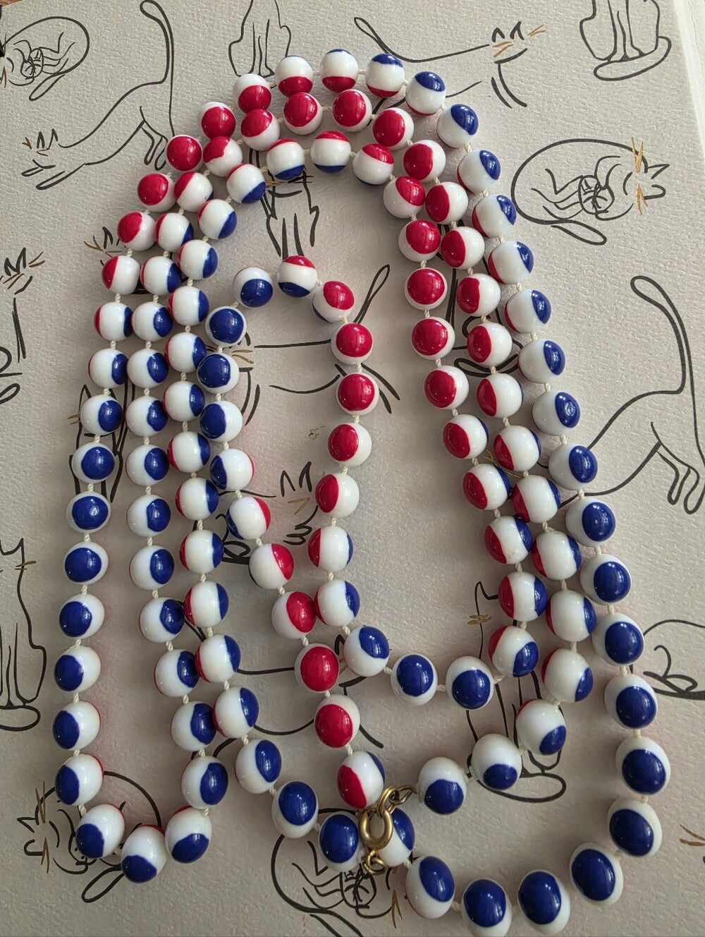 Patriotic Red, White & Blue 48" Beaded Necklace